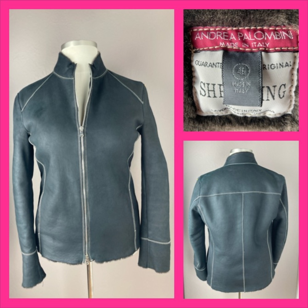 Andrea Palombini Black Shearling Coat - Size 46/10